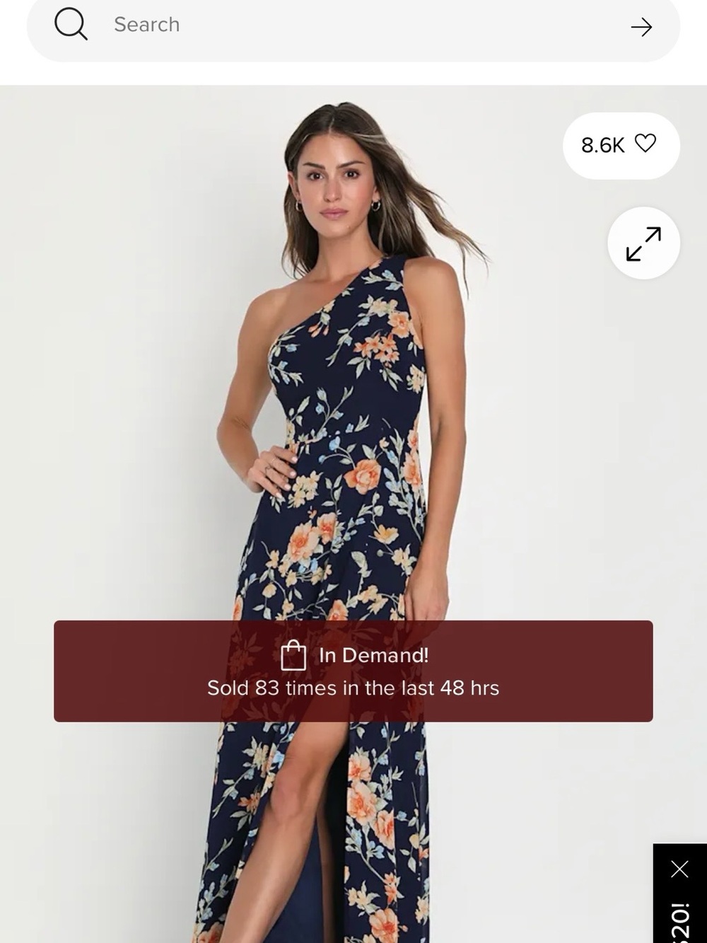 Navy Floral Maxi Dress with Orange & Blue Blooms